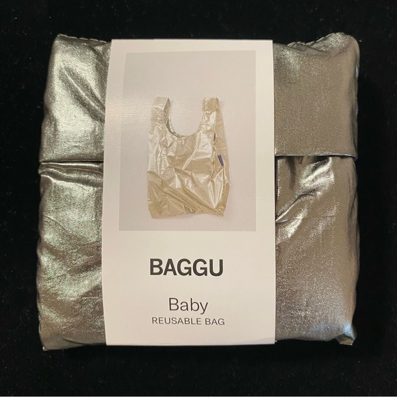 NWT BAGGU PEWTER METALLIC Baby Size Reusable Bag - Picture 1 of 5